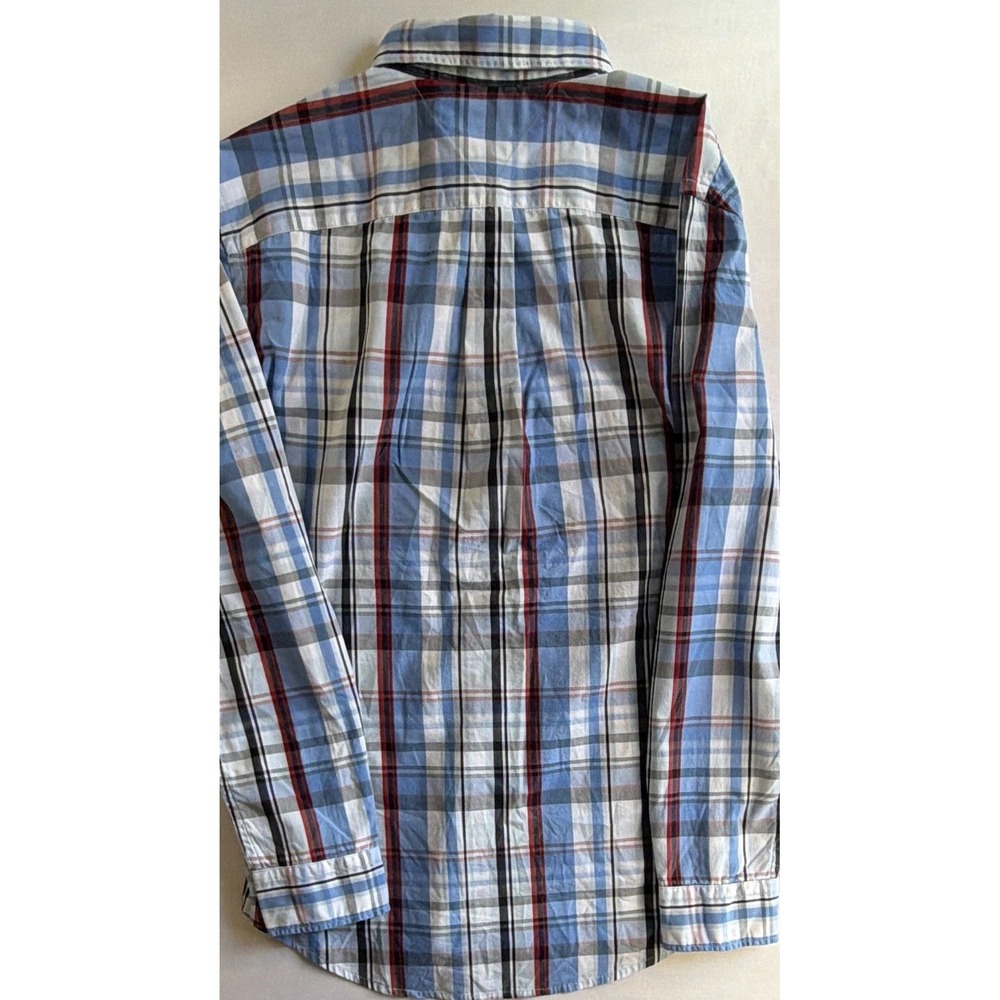 Tommy Hilfiger TH Flex Shirt Mens M Blue Plaid Regular Fit Button Down Cotton